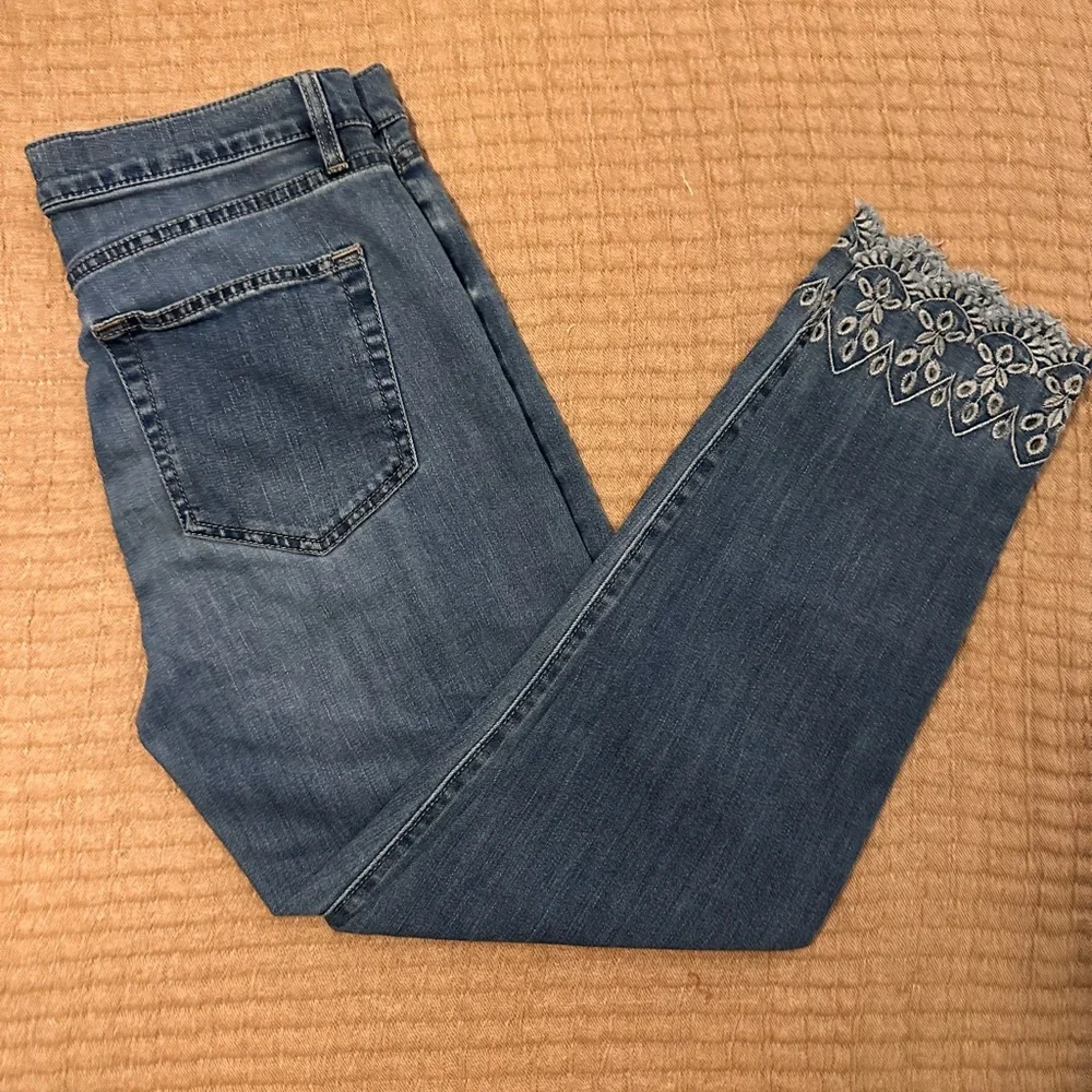 LOFT Skinny Jeans with Embroidered Hem - Picture 2 of 6